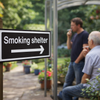 Smoking Shelter Sign – Arrow Right – 1mm Rigid Plastic – Indoor/Outdoor Use
