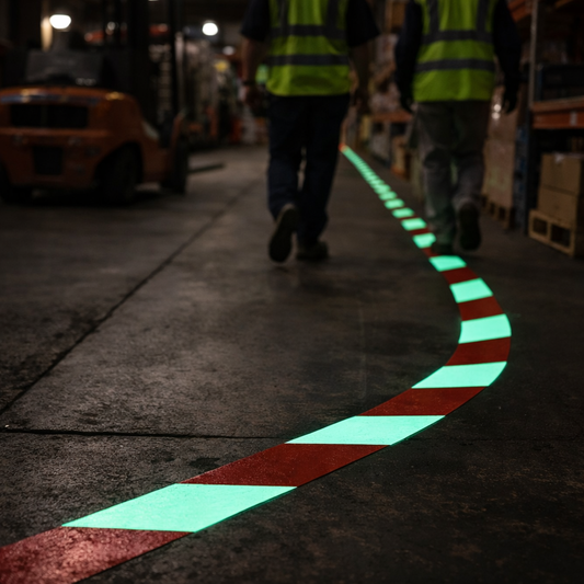 Photoluminescent Safety Tape – Red & Glow – Class 'B' Brightness – Industrial Use