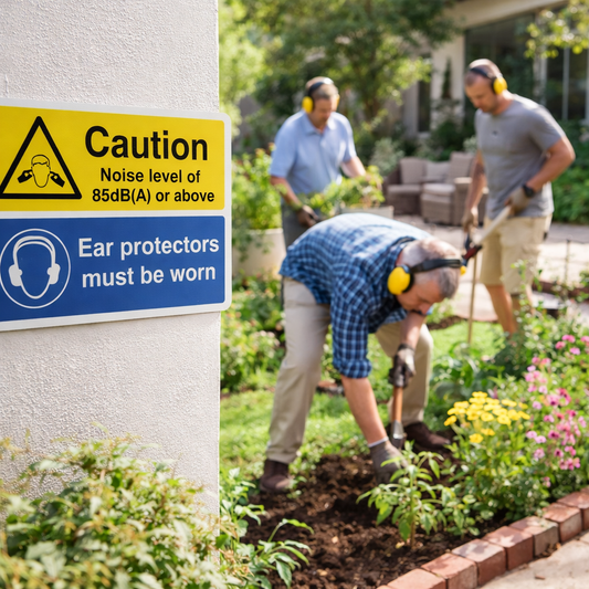Caution Noise Level Sign – 85dB(A) – Rigid Plastic & Vinyl – Indoor/Outdoor