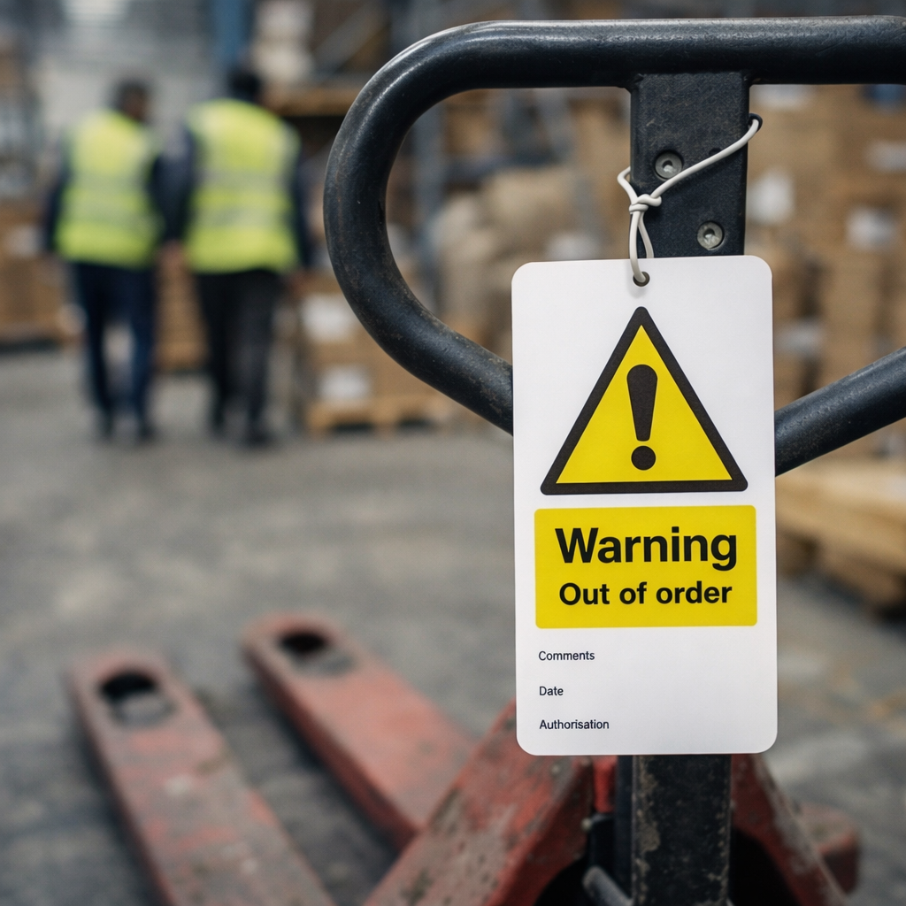 Warning Out of Order Double Sided Safety Tags (Pack of 10) – 80mm x 150mm – Matt PVC – Industrial Use