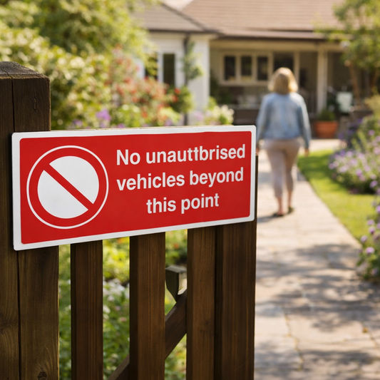 Unauthorized Vehicle Restriction Sign – Rigid Plastic – Indoor & Outdoor Use