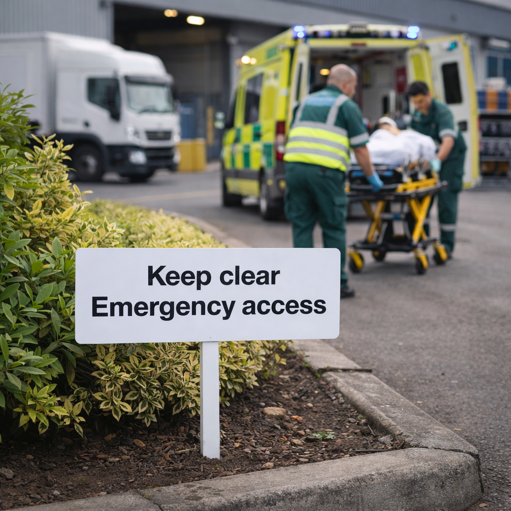 Emergency Access Verge Sign – 450mm x 150mm – Aluminium – Road Safety