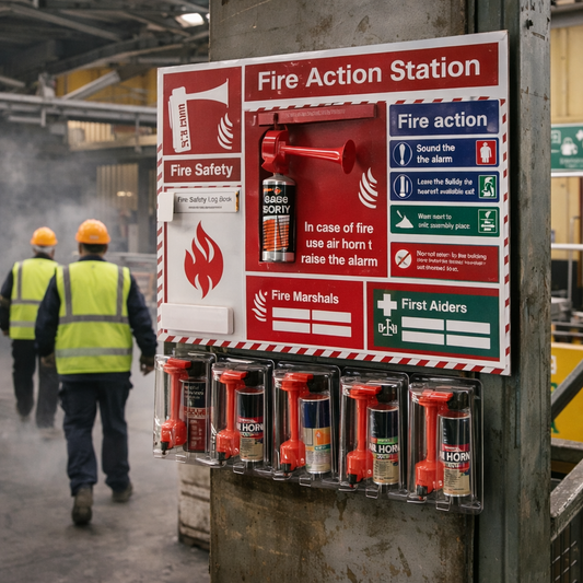 Fire Action Station – 450mm x 700mm – 5mm PVC – Temporary Sites