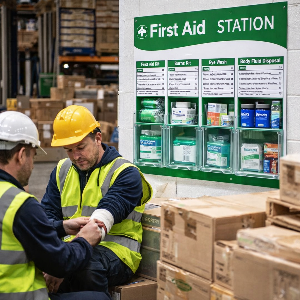 First Aid Station with Safety Poster – Rigid Correx Plastic – Workplace