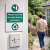 Light Switch Reminder Sign – 1mm Rigid Plastic – Indoor/Outdoor Use