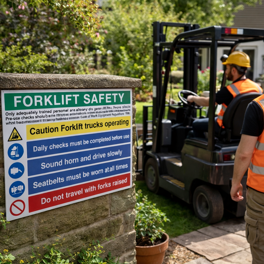 Forklift Safety Sign – 900mm x 600mm – Rigid Plastic – Indoor/Outdoor Use