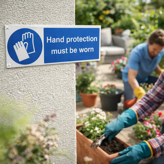 Hand Protection Must Be Worn Signs – 1mm Rigid Plastic – Indoor/Outdoor Use