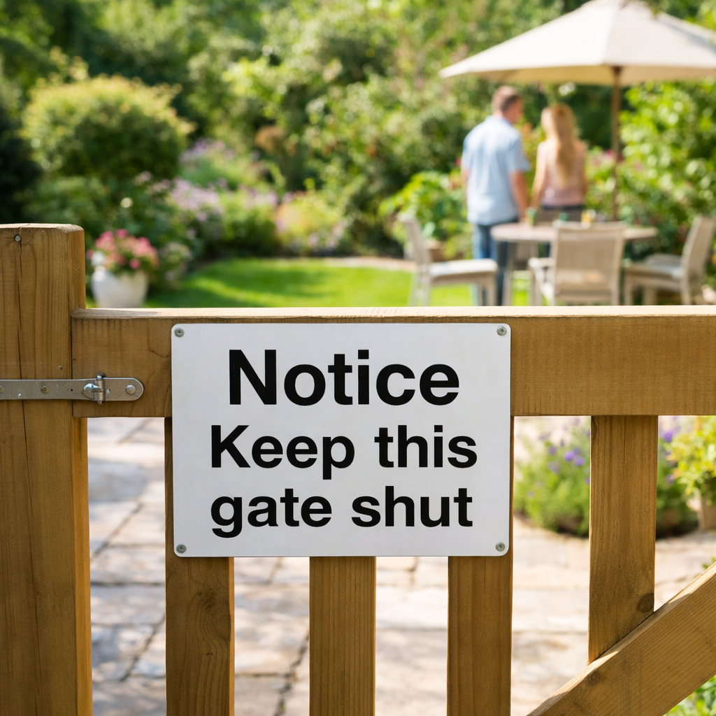 Notice Keep This Gate Shut Sign – 400mm x 300mm – Rigid Plastic – Indoor/Outdoor Use