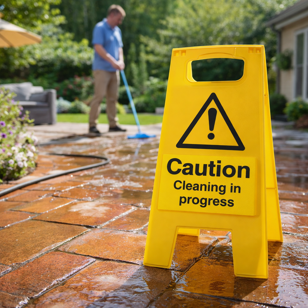 Caution Cleaning in Progress Sign – 300mm x 600mm – Durable Polypropylene – Indoor/Outdoor Use