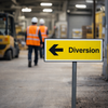 Diversion Left Verge Sign with Post – 450mm x 150mm – 2mm Aluminium – Temporary or Permanent Use
