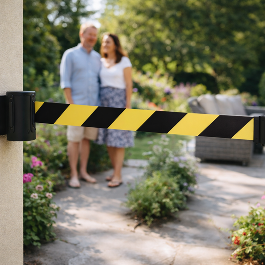 Wall Mounted Retractable Barriers – 4.6m – Industrial Grade – Indoor/Outdoor Use