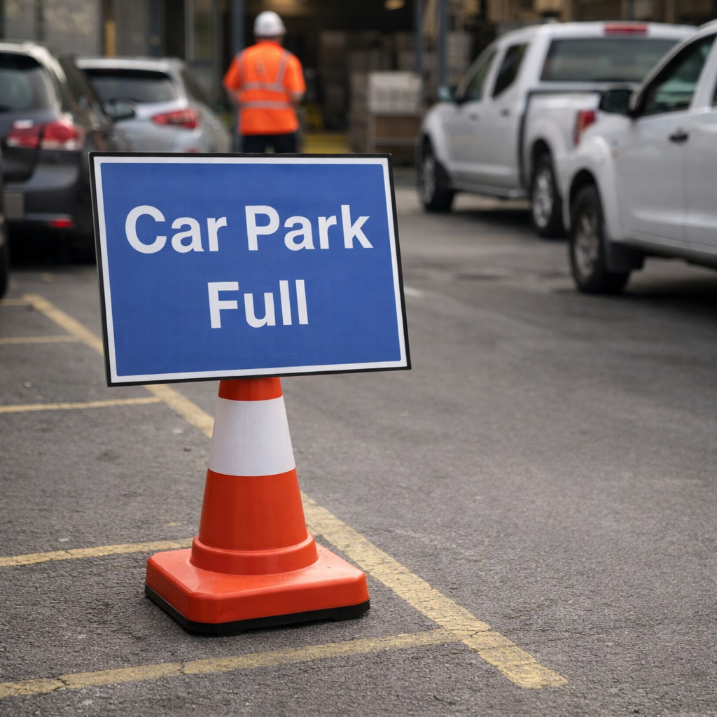 Reflective Cone Sign – 600mm x 450mm – Polypropylene – Car Park Use