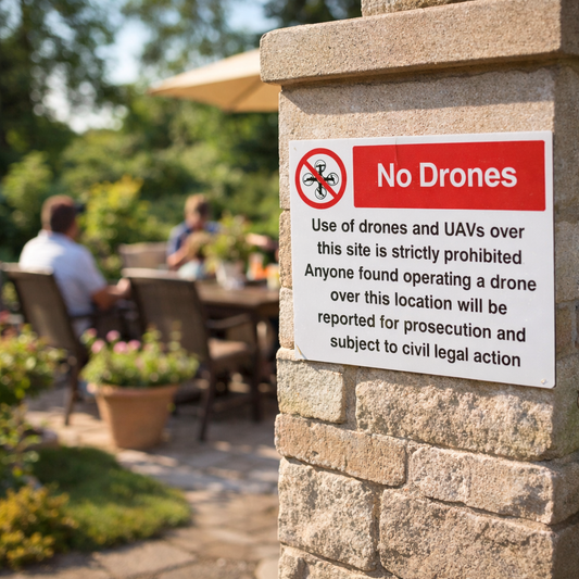 Drones Prohibited Safety Signs – 1mm Rigid Plastic – Indoor/Outdoor Use