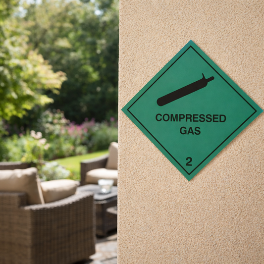 Compressed Gas 2 Hazard Sign – 1mm Rigid Plastic – Indoor/Outdoor Use