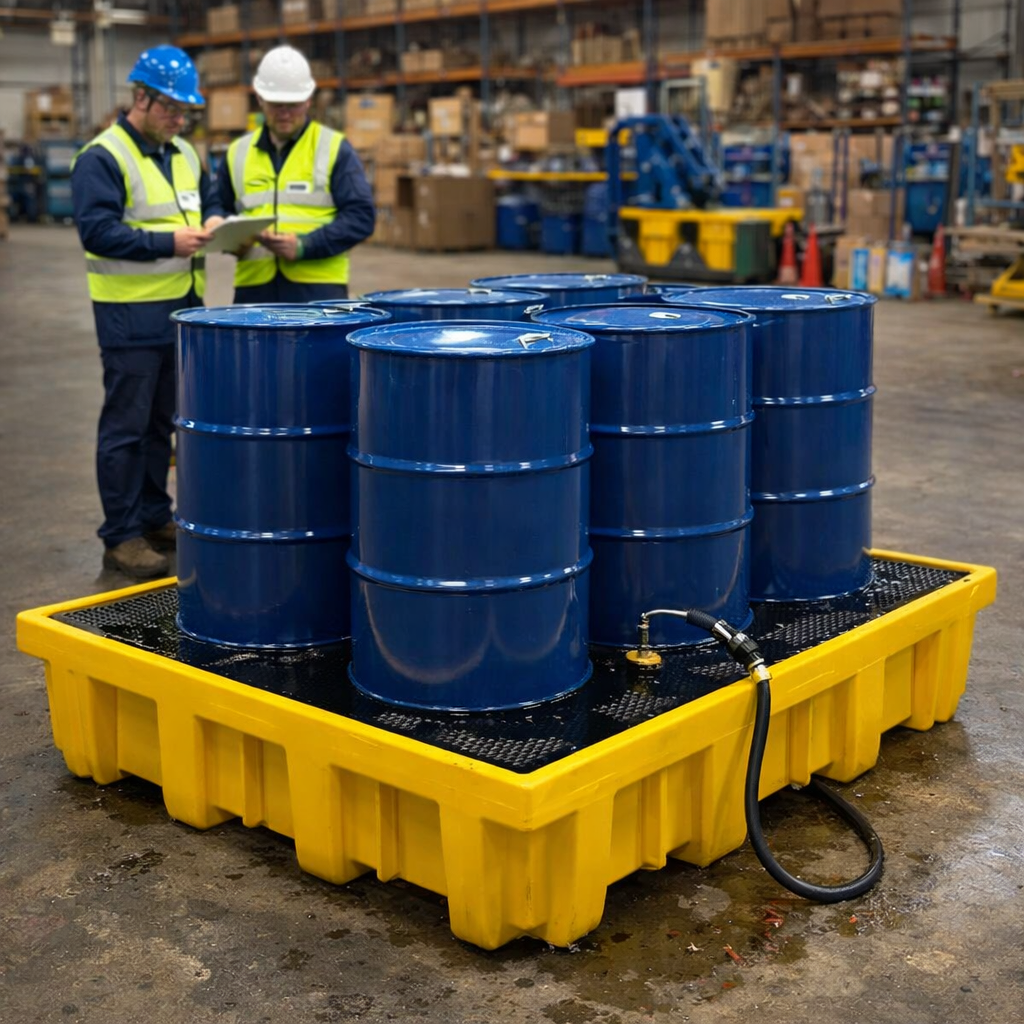 8 Drum Spill Containment Pallets – 1140L Sump Capacity – Industrial Use