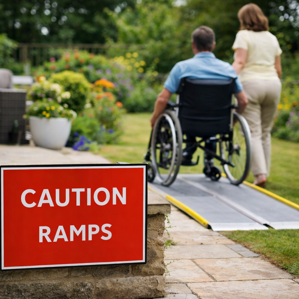 Caution Ramps Sign – 600mm x 450mm – Rigid Plastic – Indoor/Outdoor Use