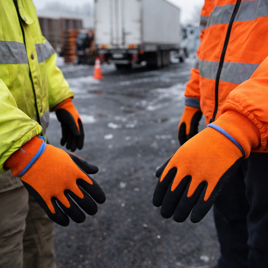 Thermal Work Gloves – High-Visibility Orange – Double Latex Coating – Cold Weather Protection