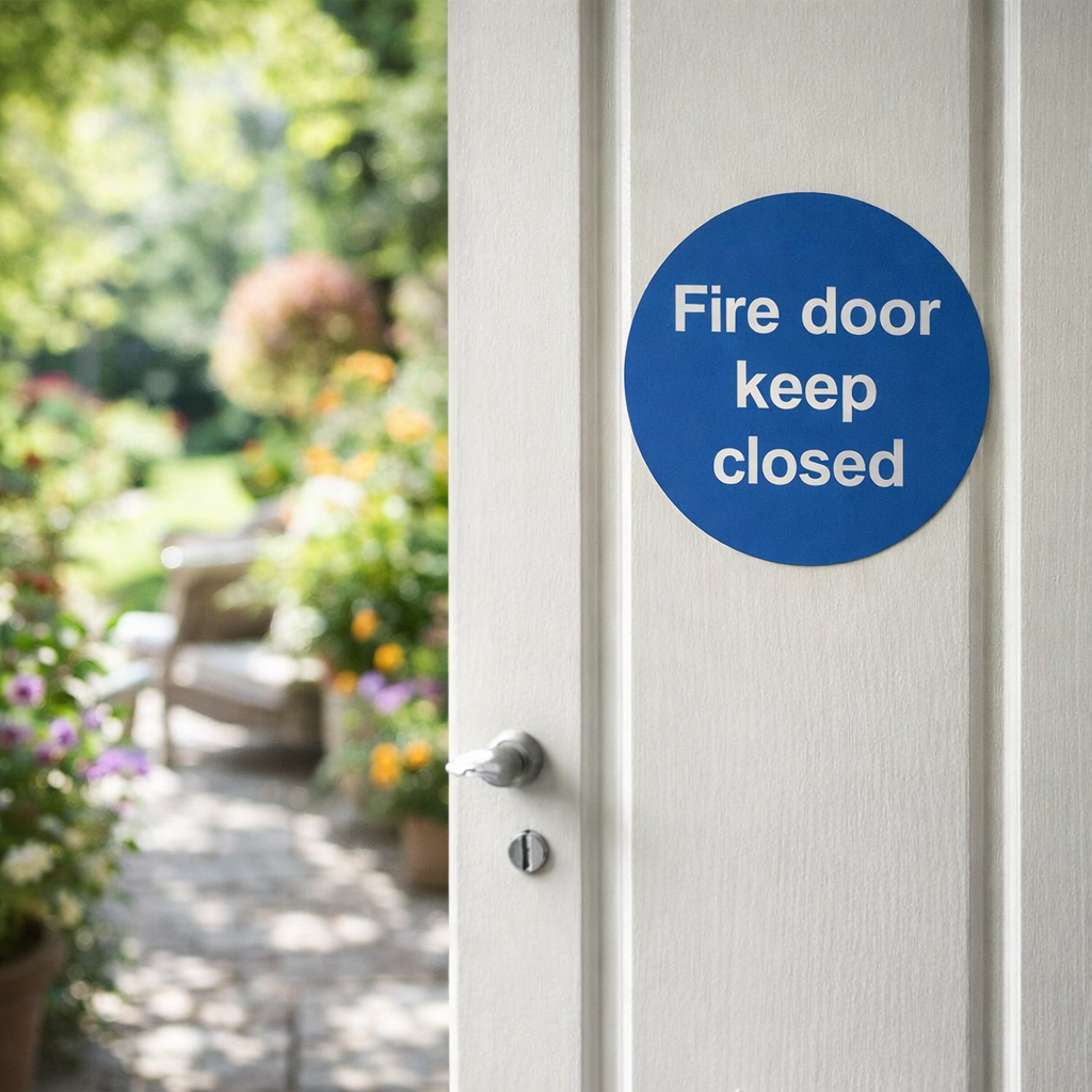 Fire Door Keep Closed Sign – 1mm Rigid Plastic – Indoor/Outdoor Use