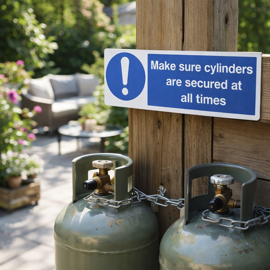Safety Sign – 1mm Rigid Plastic – Indoor/Outdoor Use – Secure Cylinders