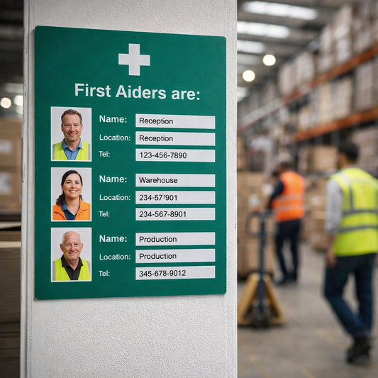 First Aid Sign Holder – 215mm x 310mm – 3mm PVC – Indoor Use