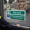 Fire Exit Window Sticker – 300mm x 100mm – Face Adhesive Vinyl – Safety Compliance