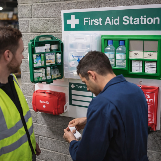 Fully Stocked First Aid Station – 975 x 750mm – Durable Plastic – Industrial Use