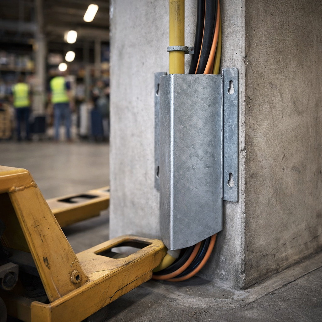 Wall Mounted Pipe/Cable Protector – Galvanized Zinc or Yellow/Black – Industrial Use