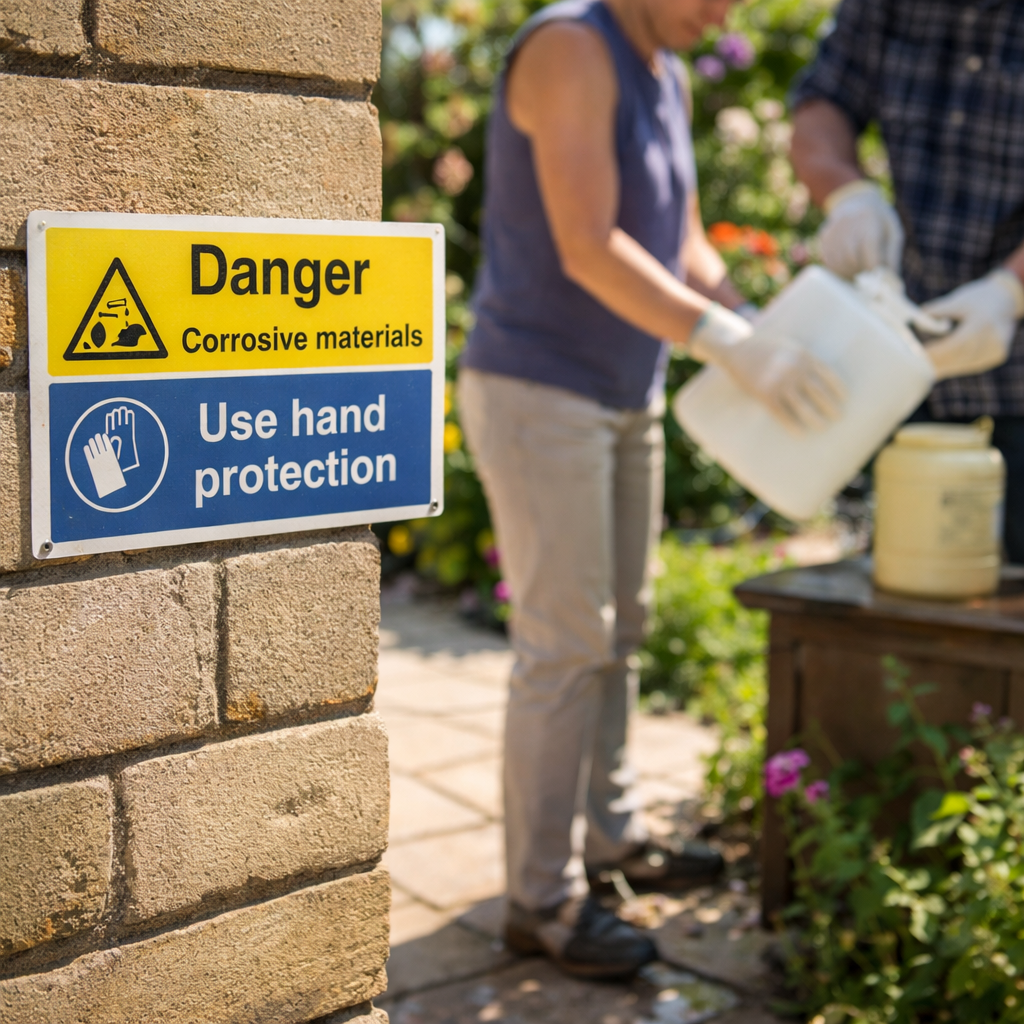 Corrosive Materials Warning Sign – 1mm Rigid Plastic – Indoor/Outdoor Use