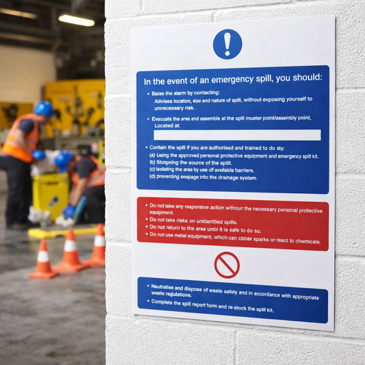 Emergency Spill Safety Signs – Durable Material – Industrial Use