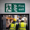 Fire Exit Sign – Left HTM – Flames & Running Man – Safety