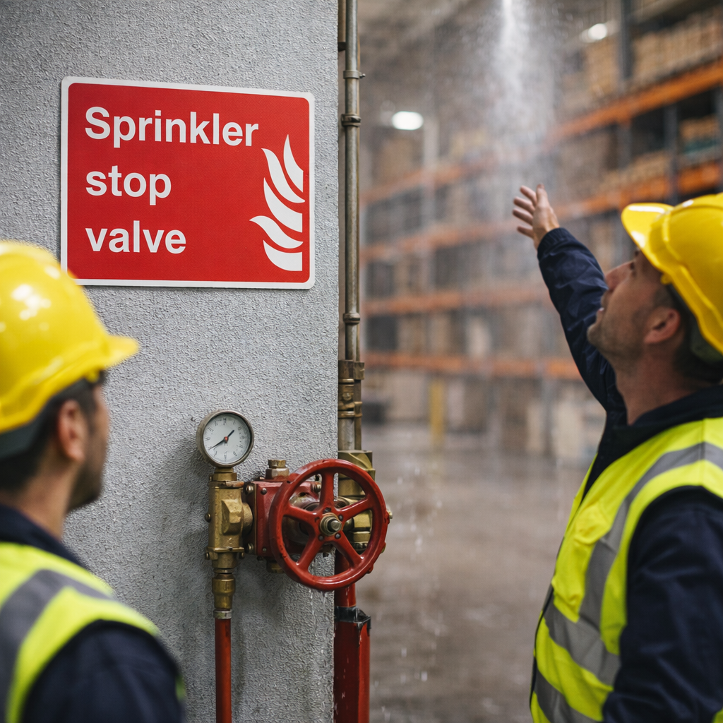Sprinkler Stop Valve Signs – Durable Material – Industrial Use