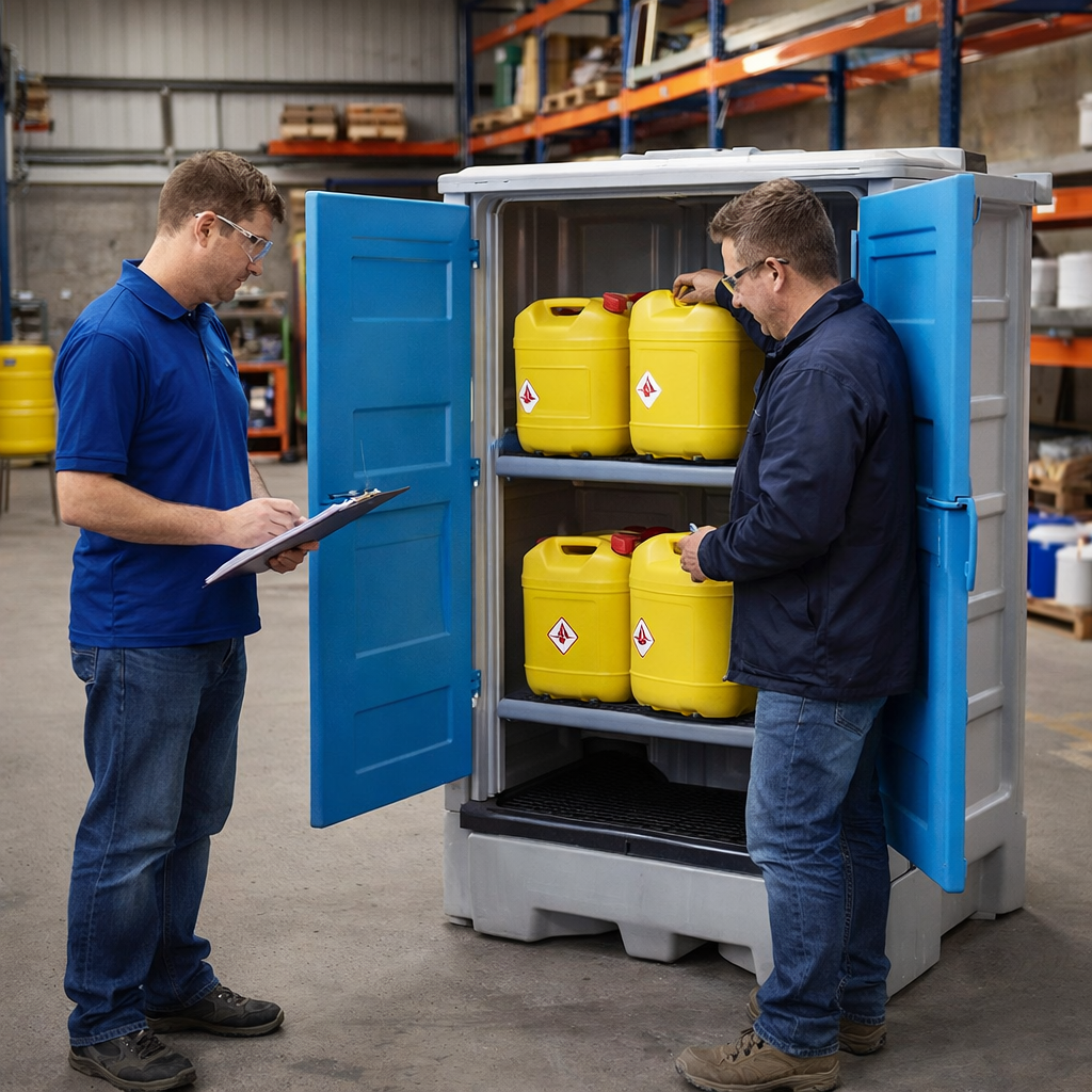 Polyethylene Storage Cabinet – 1.7m High – 70 Litre Sump – Industrial Use