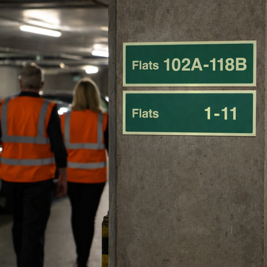 Flat Identification Signs – 450mm x 150mm – Photoluminescent Rigid Plastic – Fire Safety