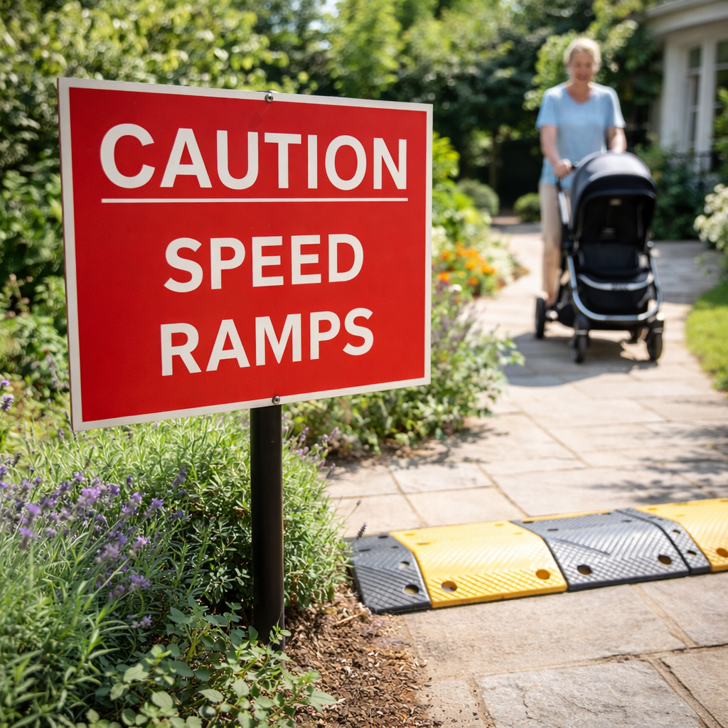 Caution Speed Ramps Traffic Signs – 1mm Rigid Plastic/Aluminium – Indoor & Outdoor Use