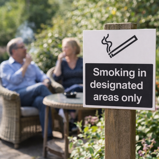 Smoking Area Sign – 1mm Rigid Plastic – Indoor/Outdoor Use