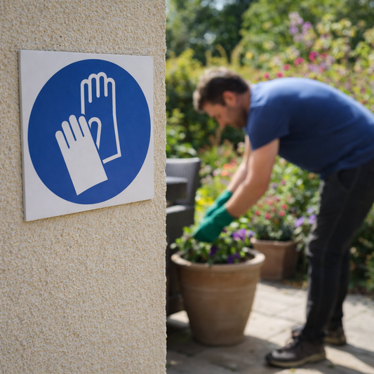 Hand Protection Symbol Signs – 1mm Rigid Plastic & Vinyl – Indoor/Outdoor Use