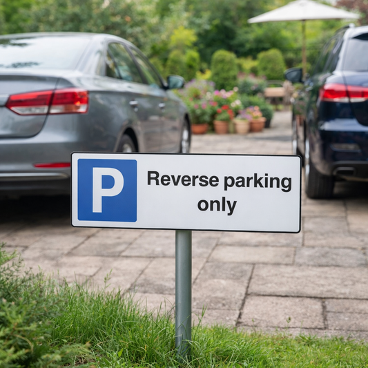Reverse Parking Only Verge Sign – 450mm x 150mm – 2mm Aluminium – Outdoor Use