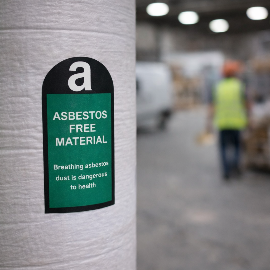 Asbestos Free Labels – 27mm x 50mm – Self Adhesive Vinyl – Indoor Use