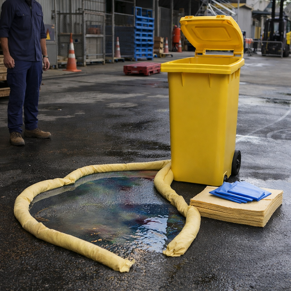 Chemical Spill Kit in Wheelie Bin – 240 Litre – Yellow – Industrial Use
