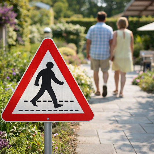 Pedestrians Crossing Ahead Reflective Traffic Sign – 600mm Triangle – Aluminium Composite – Outdoor Use (Class RA1)