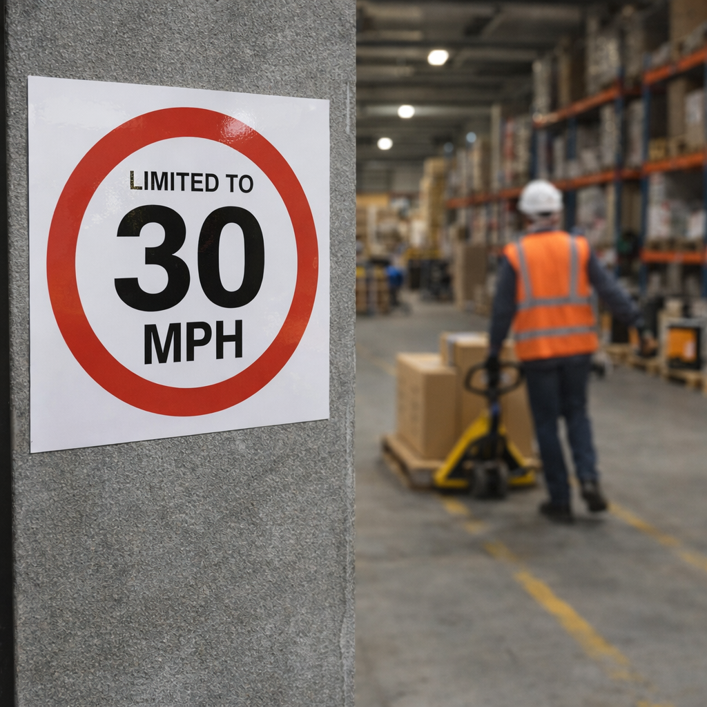 Limited To 30mph Self-Adhesive Stickers – Gloss Finish – Indoor Use