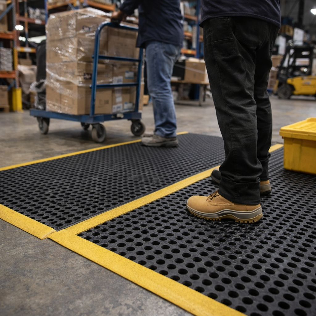 Heavy Duty Anti-Fatigue Workstation Mats – Flexible Rubber – Industrial Use