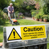 Caution Never Operate Machine Without Proper Guards Sign – 1mm Rigid Plastic – Indoor/Outdoor Use