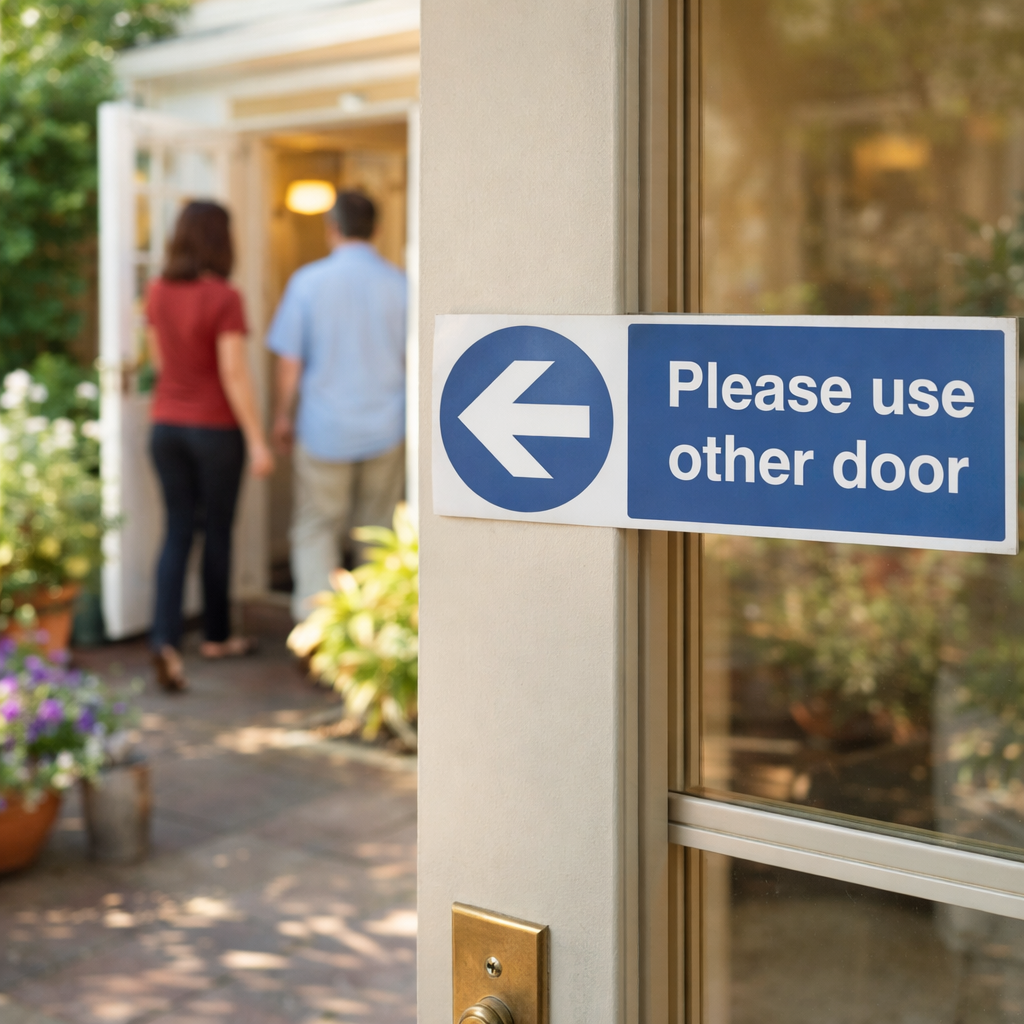 Use Other Door Sign – Arrow Left – 1mm Rigid Plastic – Indoor/Outdoor