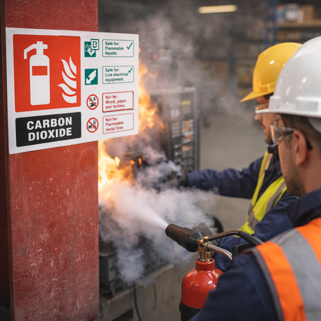 CO2 Fire Extinguisher Identification Signs – Landscape – Durable – Safety Compliance