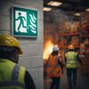 Emergency Exit Sign – Running Man Left with Flames – Safety Compliance