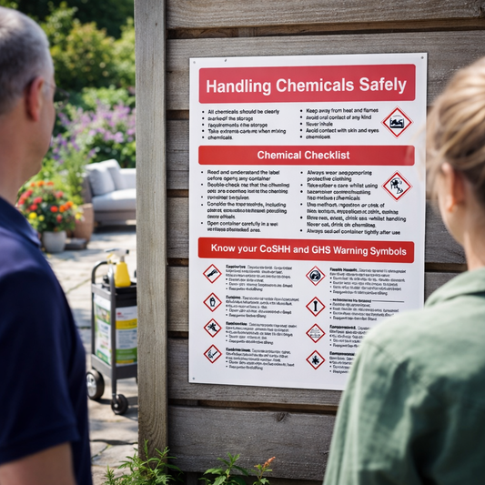 Handling Chemicals Safely Poster – 400mm x 600mm – Rigid Plastic – Indoor/Outdoor
