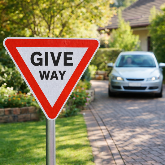 Give Way Reflective Traffic Sign – 600mm Triangle – 3mm Aluminium Composite – Outdoor Use (Class RA1)