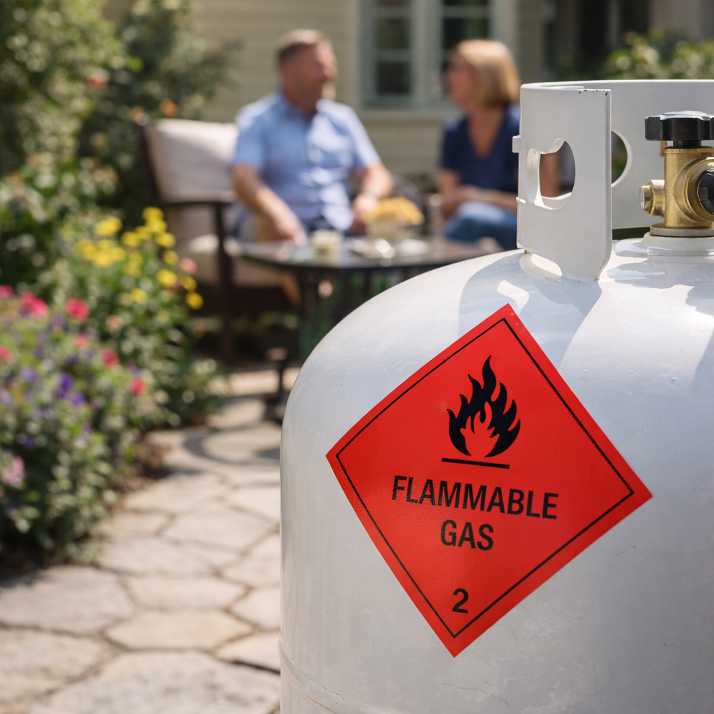 Flammable Gas Hazard Warning Diamond – 1mm Rigid Plastic – Indoor/Outdoor Use