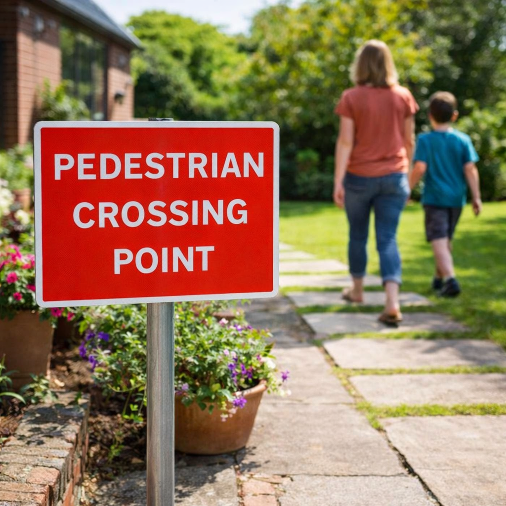 Pedestrian Crossing Point Traffic Signs – 1mm Rigid Plastic & Aluminium – Indoor & Outdoor